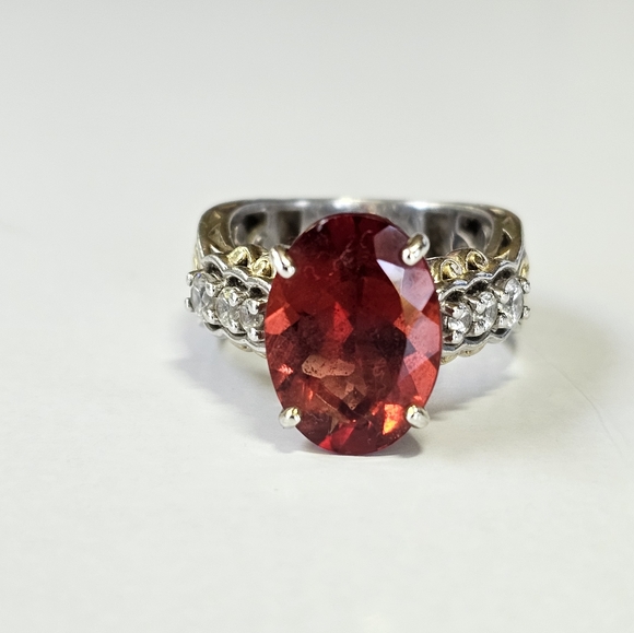 Retired Gems En Vogue 7.79ctw Andesine & White Zircon Cocktail 💍 Sz 6! 🔥 - Picture 3 of 9